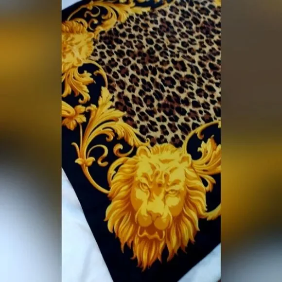 Escada Animal Print Cheetah Lion Vintage Silk Scarf Foulard - Picture 10 of 16